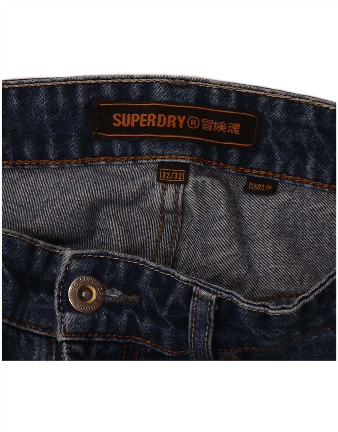 SUPERDRY Jean Fuselé Homme W32 L32 Bleu Coton