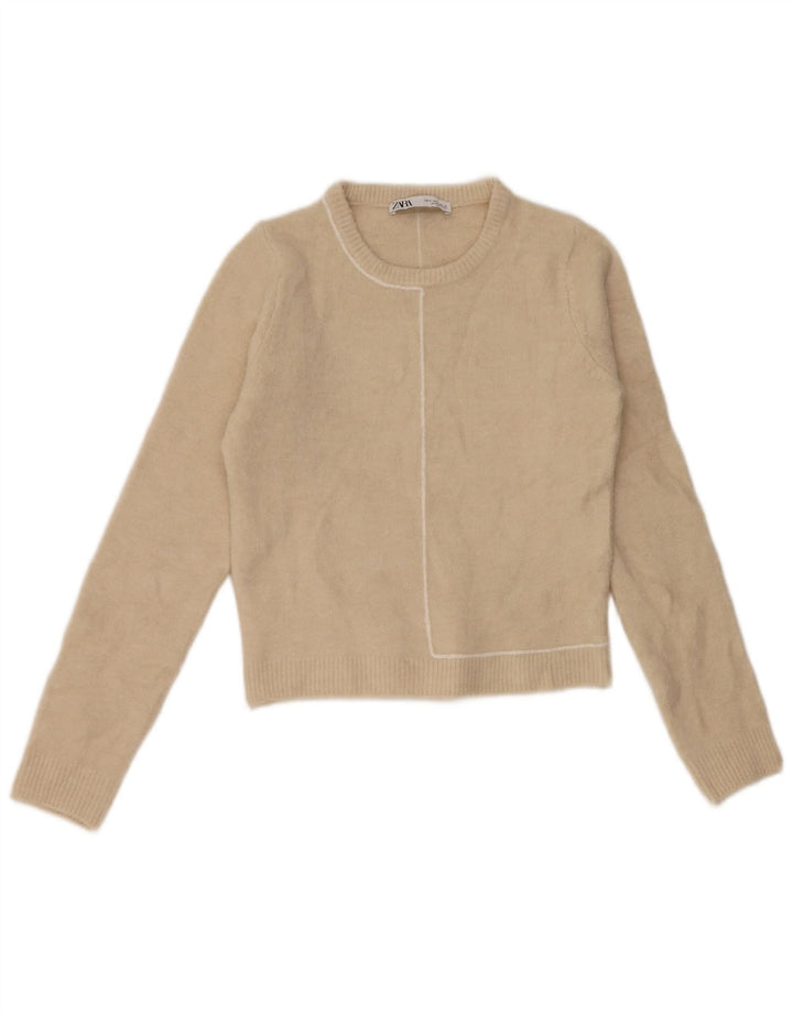 Zara Pull ras du cou pour femme UK 10 Petit Beige