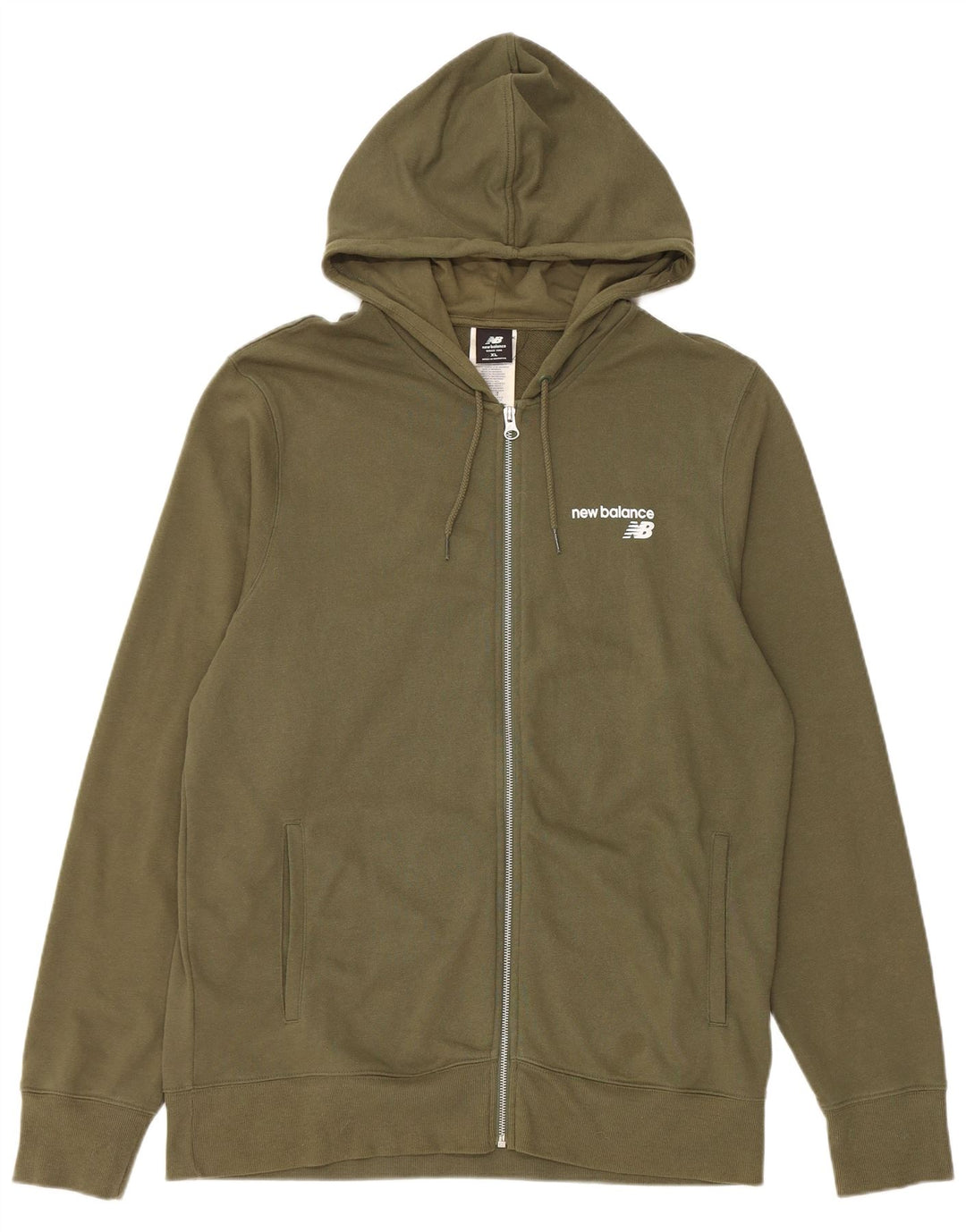 NEW BALANCE Pull à capuche zippé XL Kaki Coton Homme