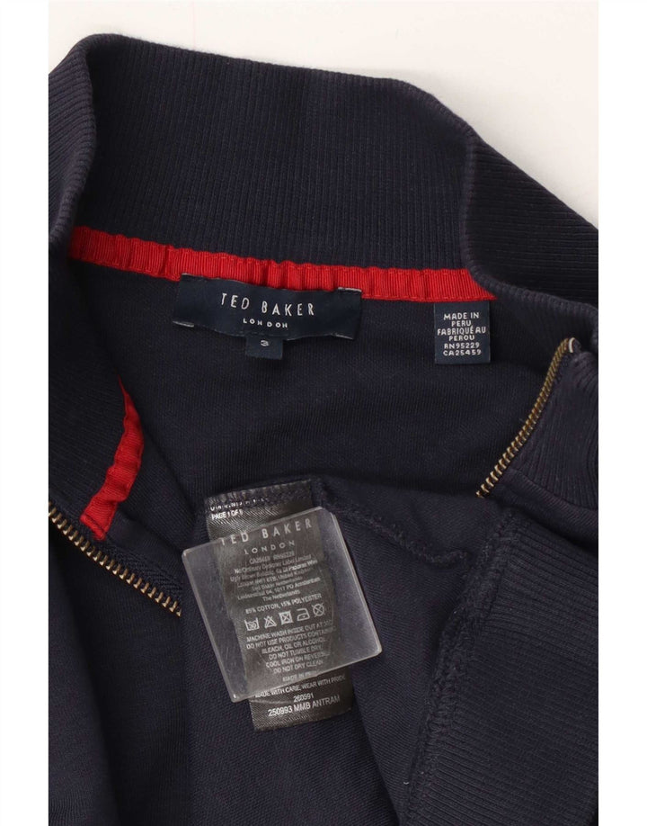 Ted Baker Sweat-shirt à col zippé pour homme Taille 3 Bleu marine moyen Coton