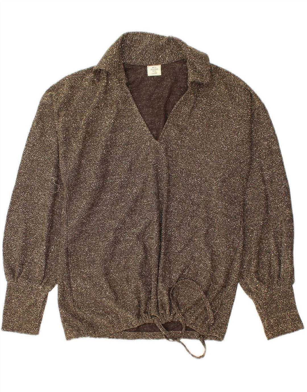 VINTAGE Womens Pullover Shirt Blouse UK 14 Medium Brown Acrylic