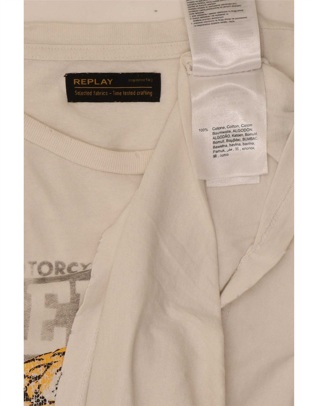 Replay T-Shirt Graphique Homme Blanc Moyen Coton