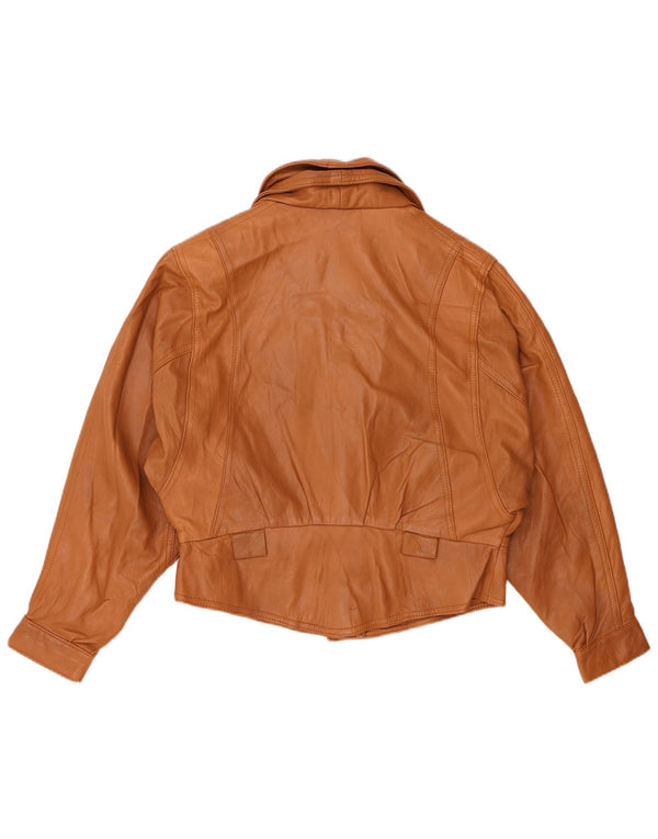 Veste en cuir femme vintage UK 14 Cuir brun moyen
