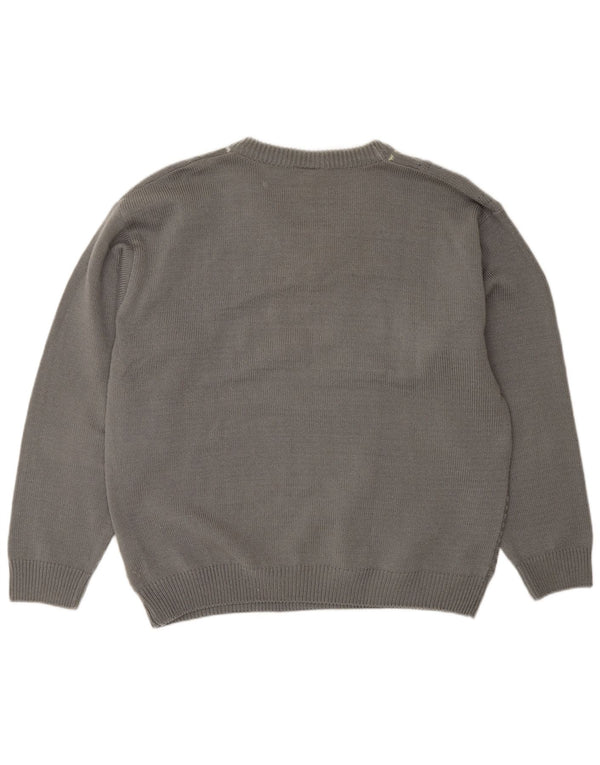 Jacques Lorant Pull col V pour homme UK 42/44 Large Gris Rayé