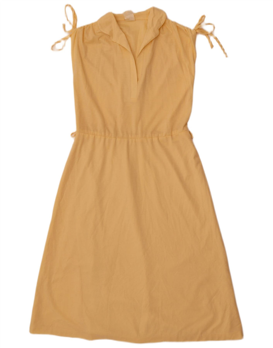 vintage Femme Robe A-Line sans manches EU 40 Polyester Jaune Moyen