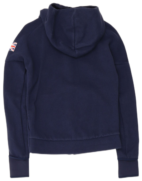 Adidas Womens Team GB Zip Hoodie Sweater UK 8 Petit Bleu Marine Polyester