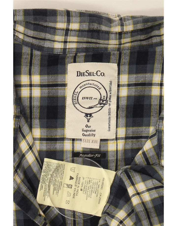 DIESEL Mens Shirt 2XL Navy Blue Check Cotton Vintage Diesel and Second-Hand Diesel from Messina Hembry 
