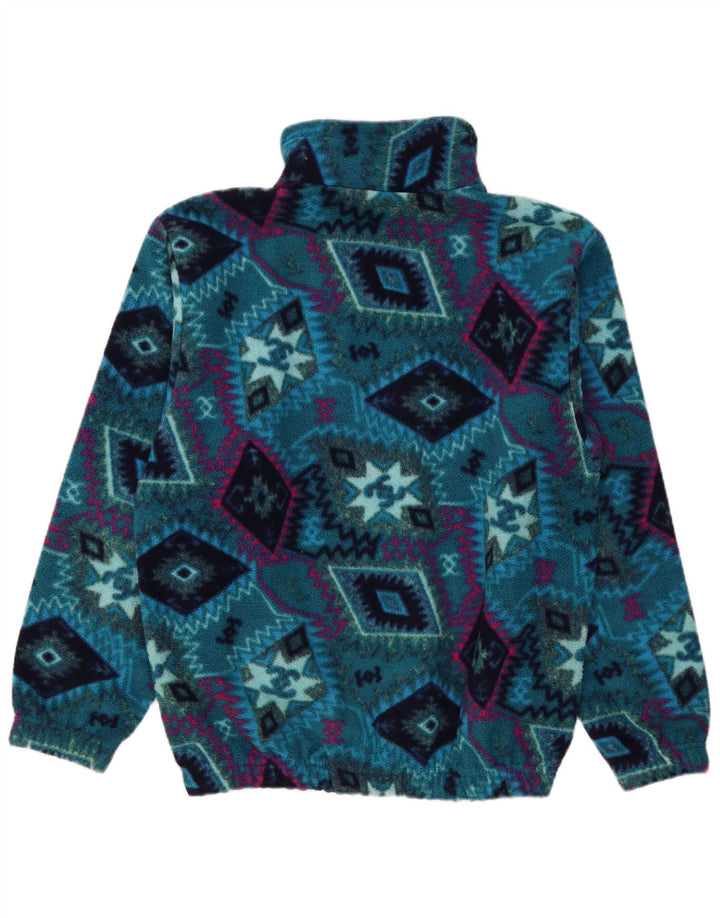 Brugi Pull polaire à col zippé pour homme, grand bleu géométrique en polyester