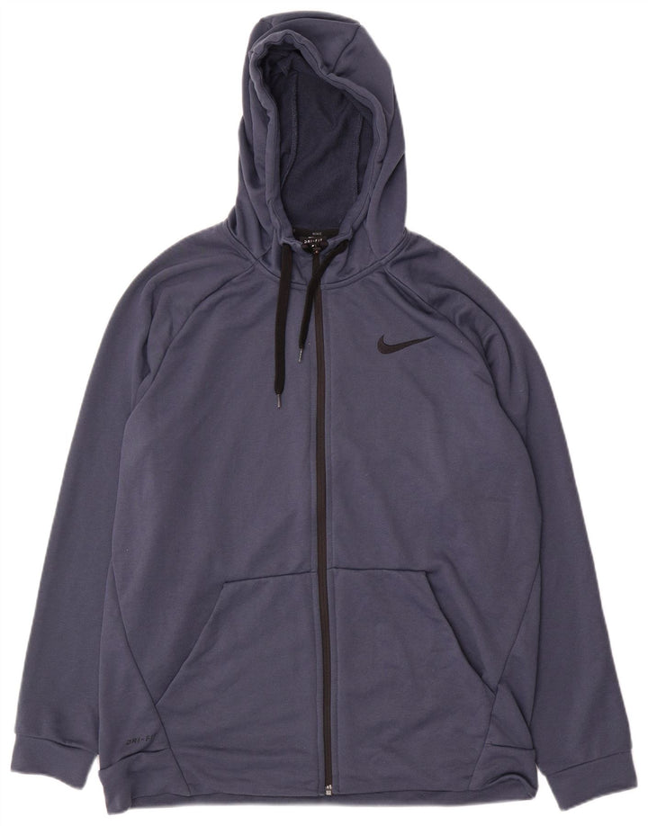 Nike Dri Fit Zip Sweat à capuche pour homme Bleu marine Taille L