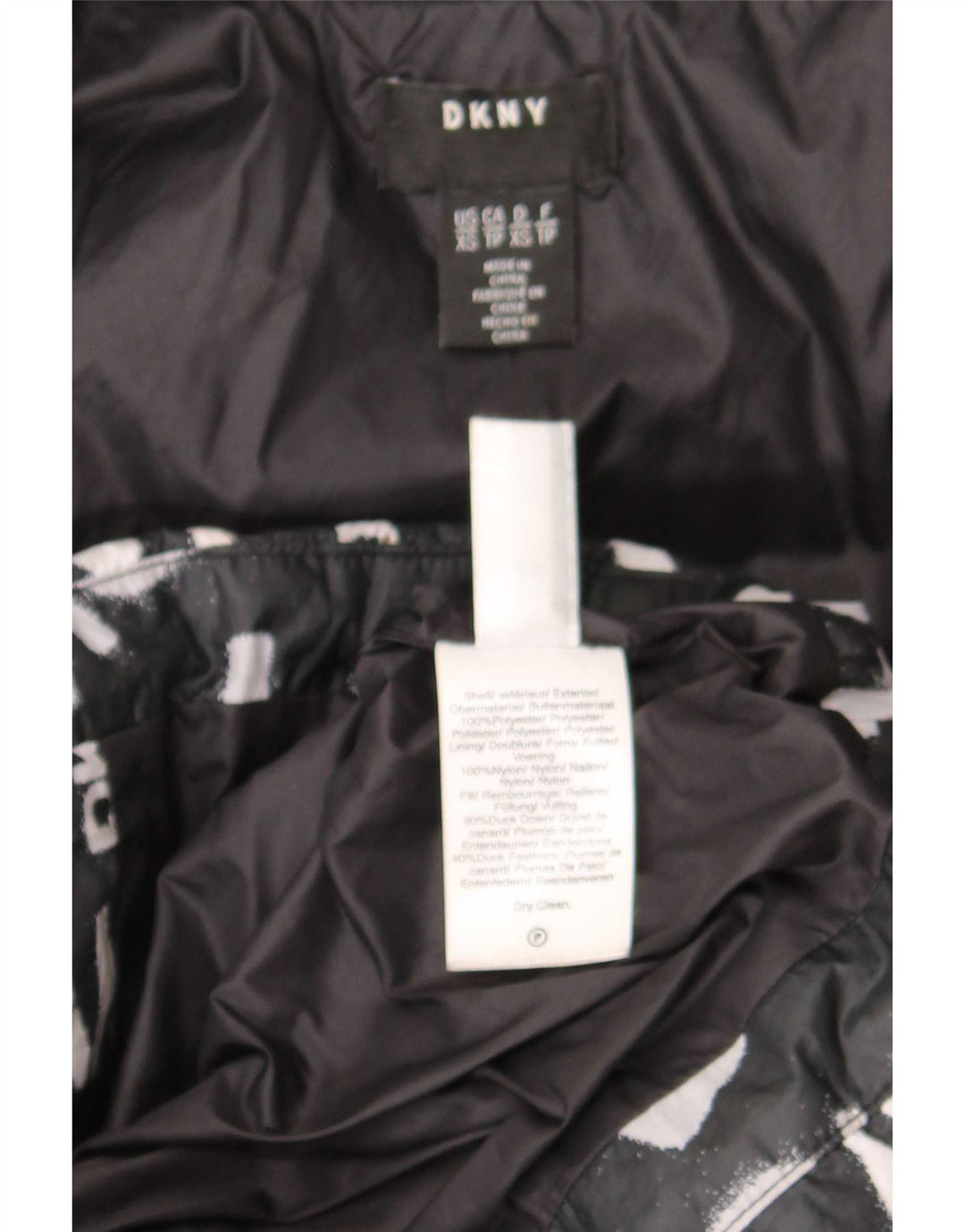 Dkny Manteau matelassé surdimensionné graphique pour femme UK 6 XS Nylon noir