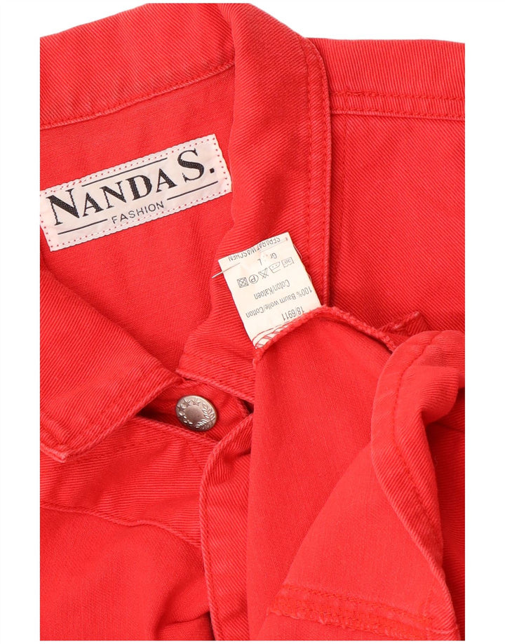 vintage Femme Denim Gilet UK 16 Grand Coton Rouge