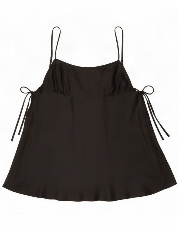 Vintage Womens Crop Cami Top UK 44 Medium Black