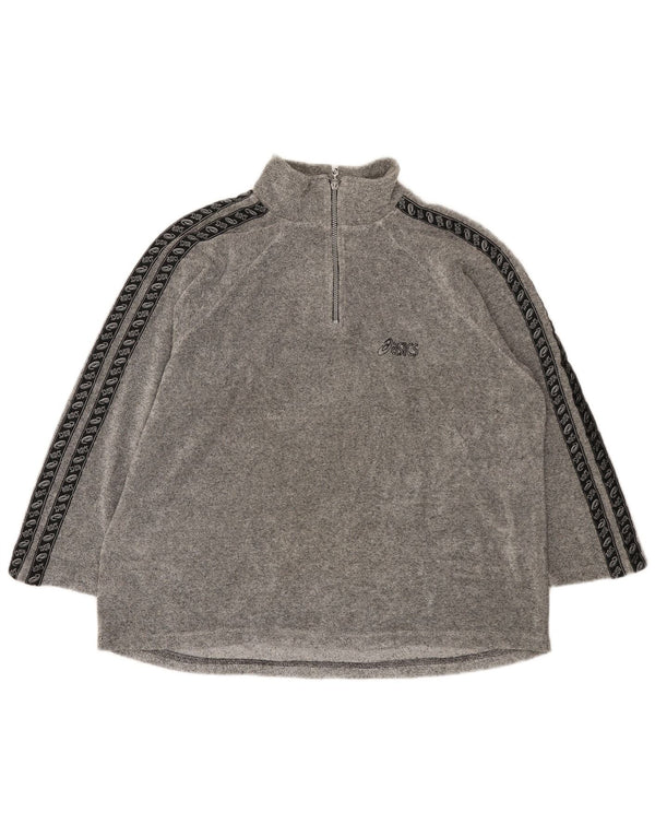 Asics Haut à manches longues Graphic Zip Neck pour homme XL Gris Colorblock