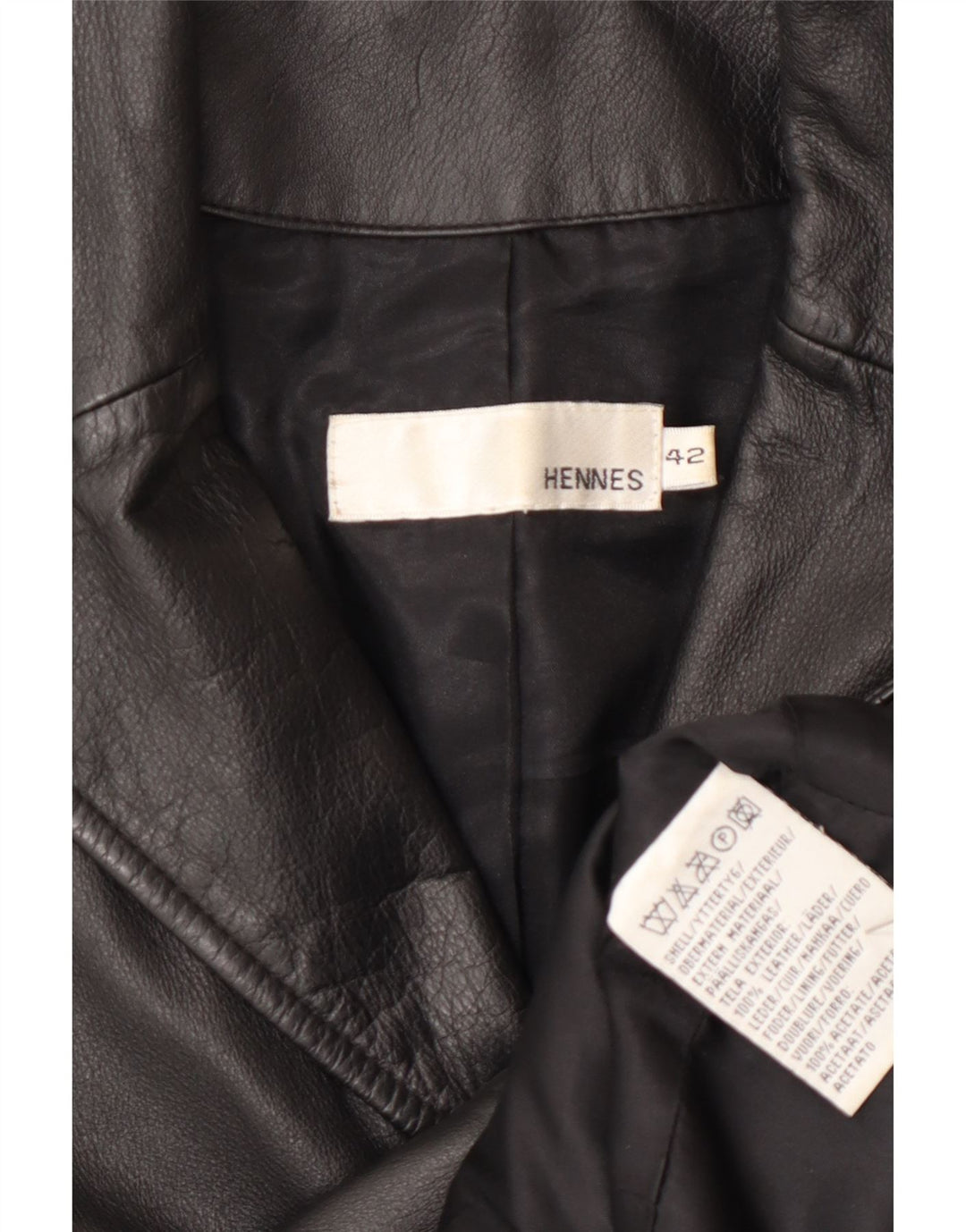 HENNES Manteau en cuir femme EU 42 Grand cuir noir