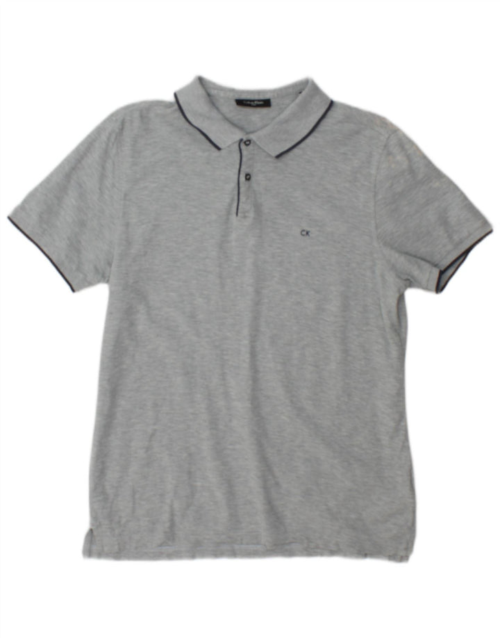 Calvin Klein Polo Homme Petit Gris Moucheté Coton