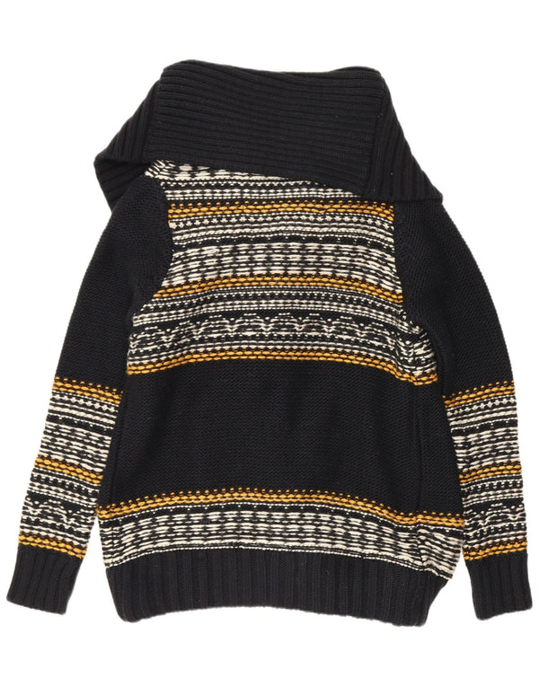 Superdry Pull Cardigan Ouvert Femme UK 14 Acrylique Rayé Noir Moyen