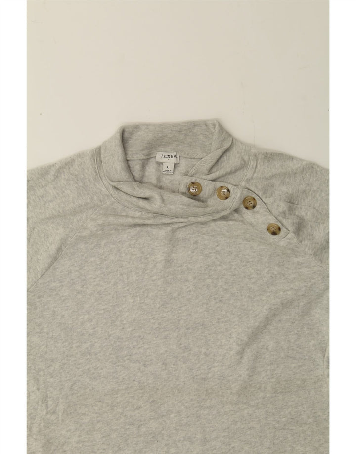 J. CREW Womens Button Neck Sweatshirt Jumper UK 16 Large Grey Flecked Vintage J. Crew and Second-Hand J. Crew from Messina Hembry 