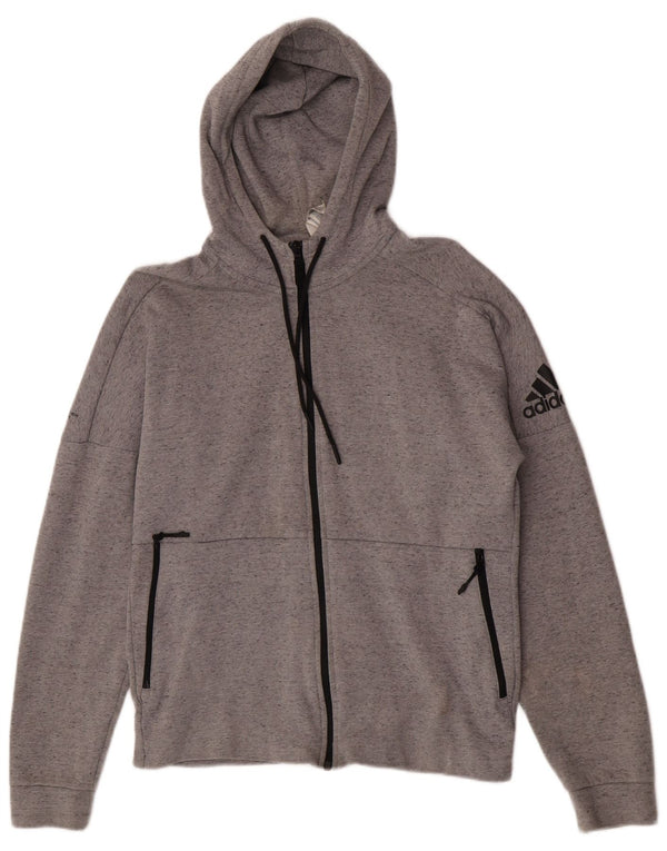 Adidas Veste de survêtement à capuche pour femme UK 12 Gris moyen Coton Sports