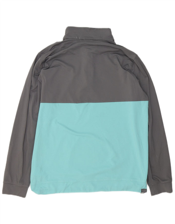 Puma Haut de survêtement zippé à col zippé pour homme Large Gris Colorblock Polyester