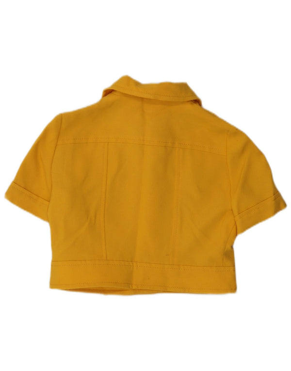 VINTAGE Femme Manches Courtes 4 Bouton Blazer Veste UK 14 Jaune Moyen