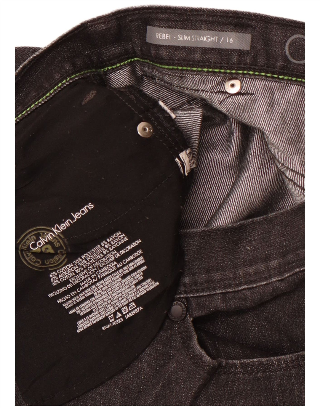 CALVIN KLEIN Jean droit Rebel pour fille 15-16 ans W30 L29 Noir Classique