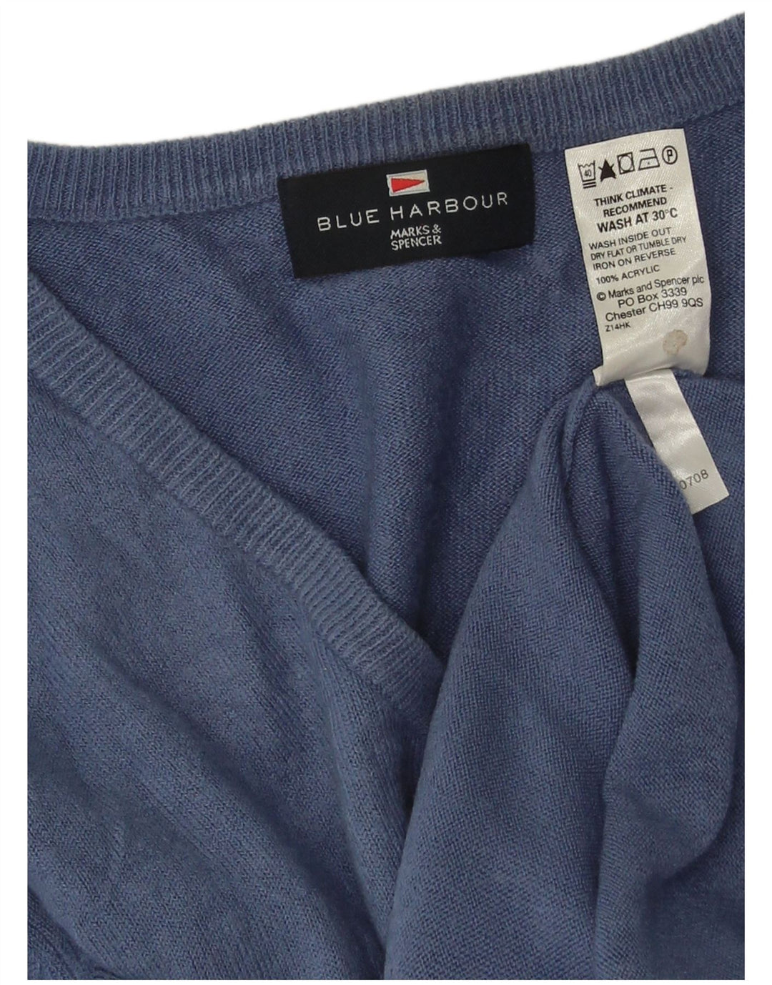 Marks & Spencer Pull à col en V Blue Harbor pour hommes, grand bleu marine