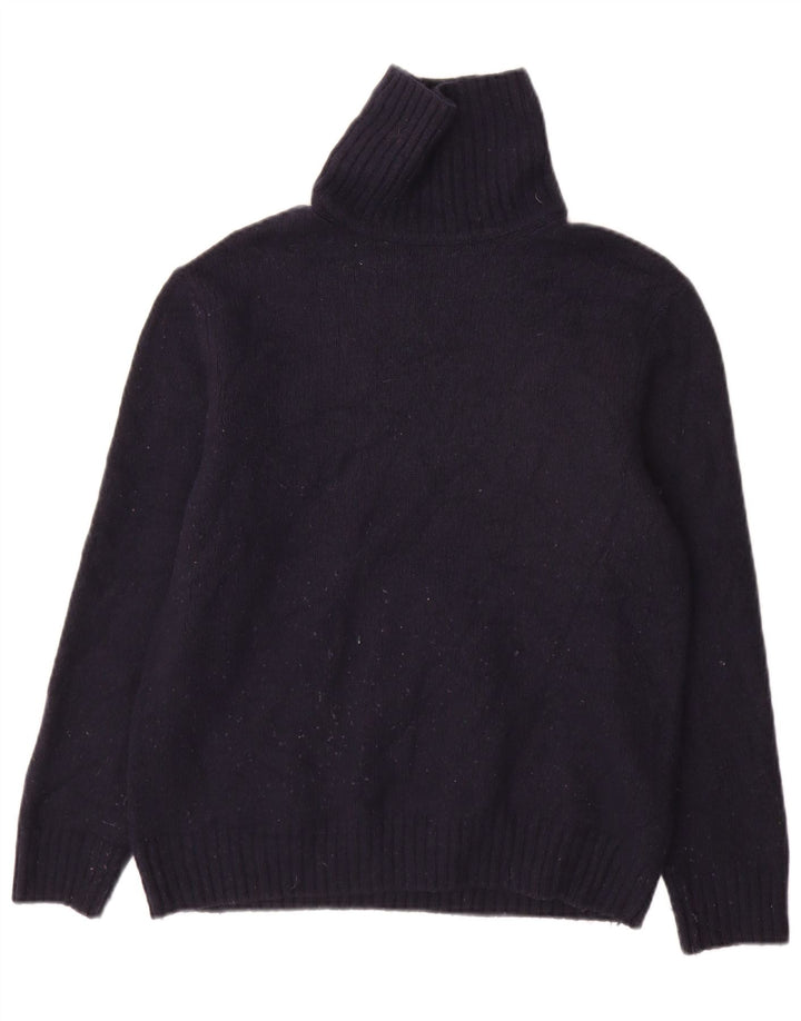 Zara Pull col roulé pour homme en laine bleu marine Large