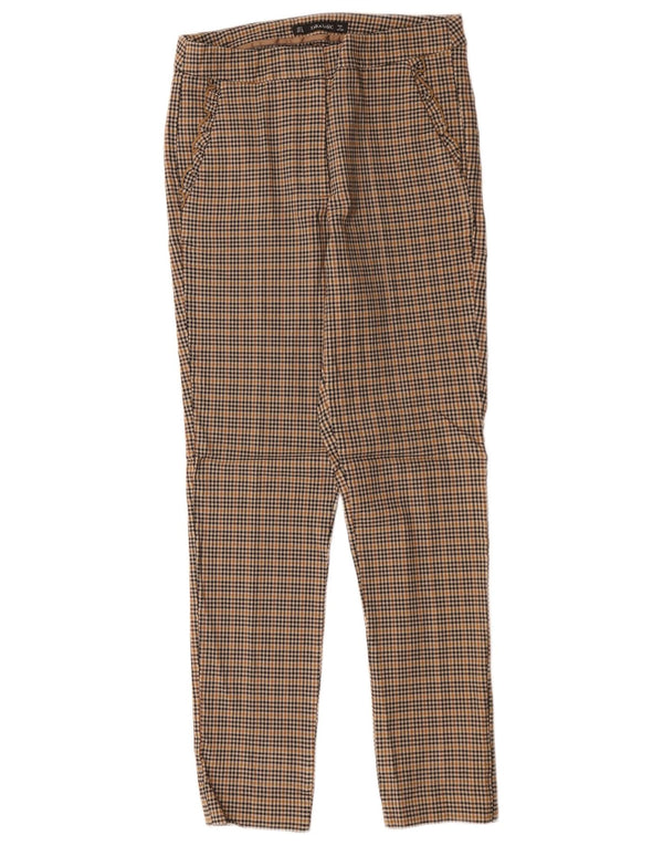 Pantalon Chino Slim Femme Zara Petit W26 L27 Viscose Vichy Marron