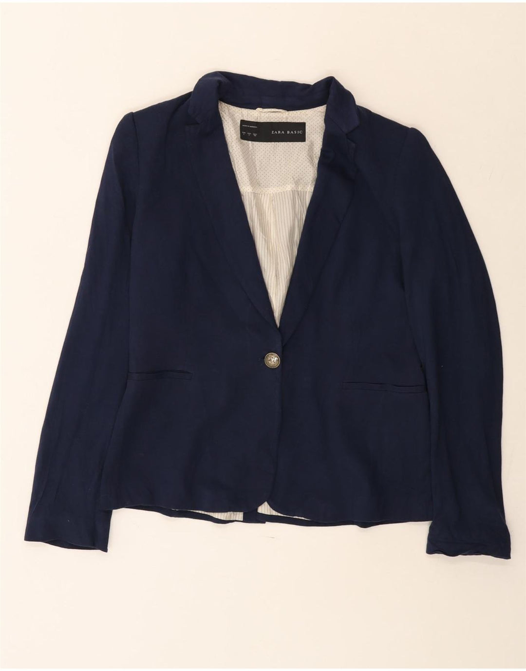 Zara Veste Blazer 1 Bouton Femme UK 14 Large Bleu Marine