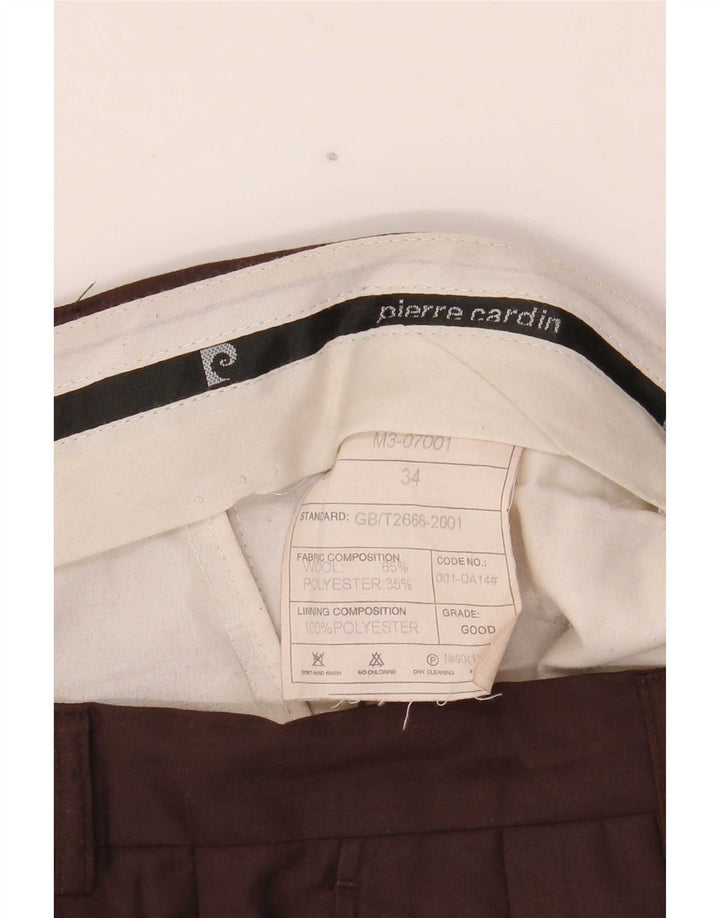 Pierre Cardin Pantalon de costume pour homme W34 L29 laine marron