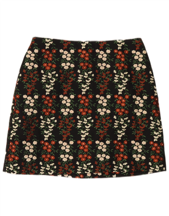 Oasis Mini-jupe femme UK 12 Medium W30 Noir Floral Polyester