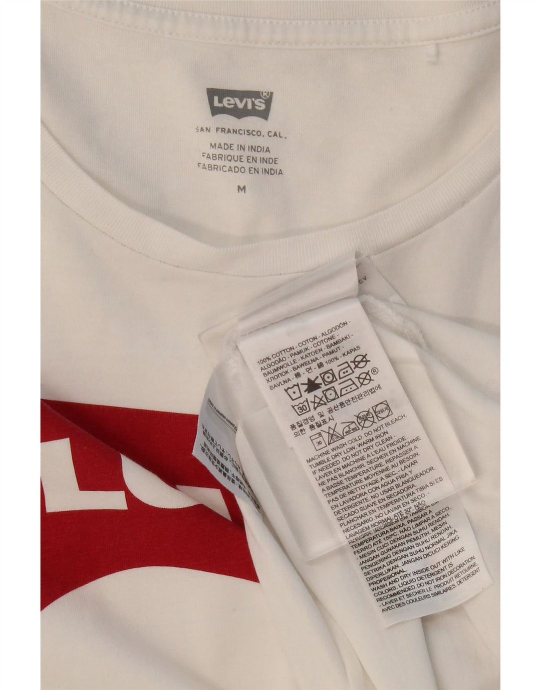 LEVI'S T-Shirt Graphique Femme UK 12 Coton Blanc Moyen