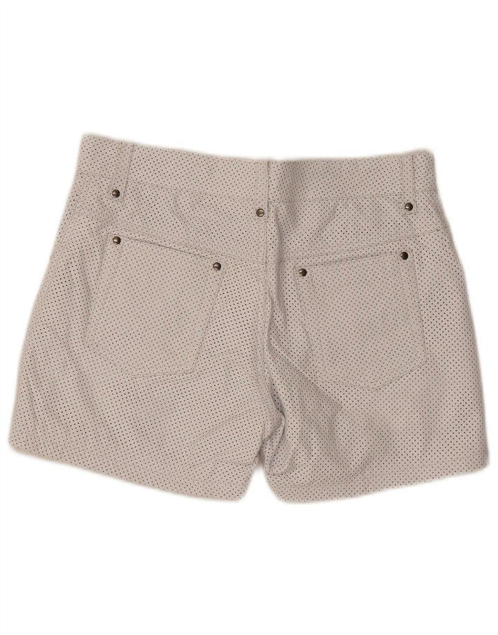 vintage Womens Leather Casual Shorts W33 Cuir tacheté blanc moyen