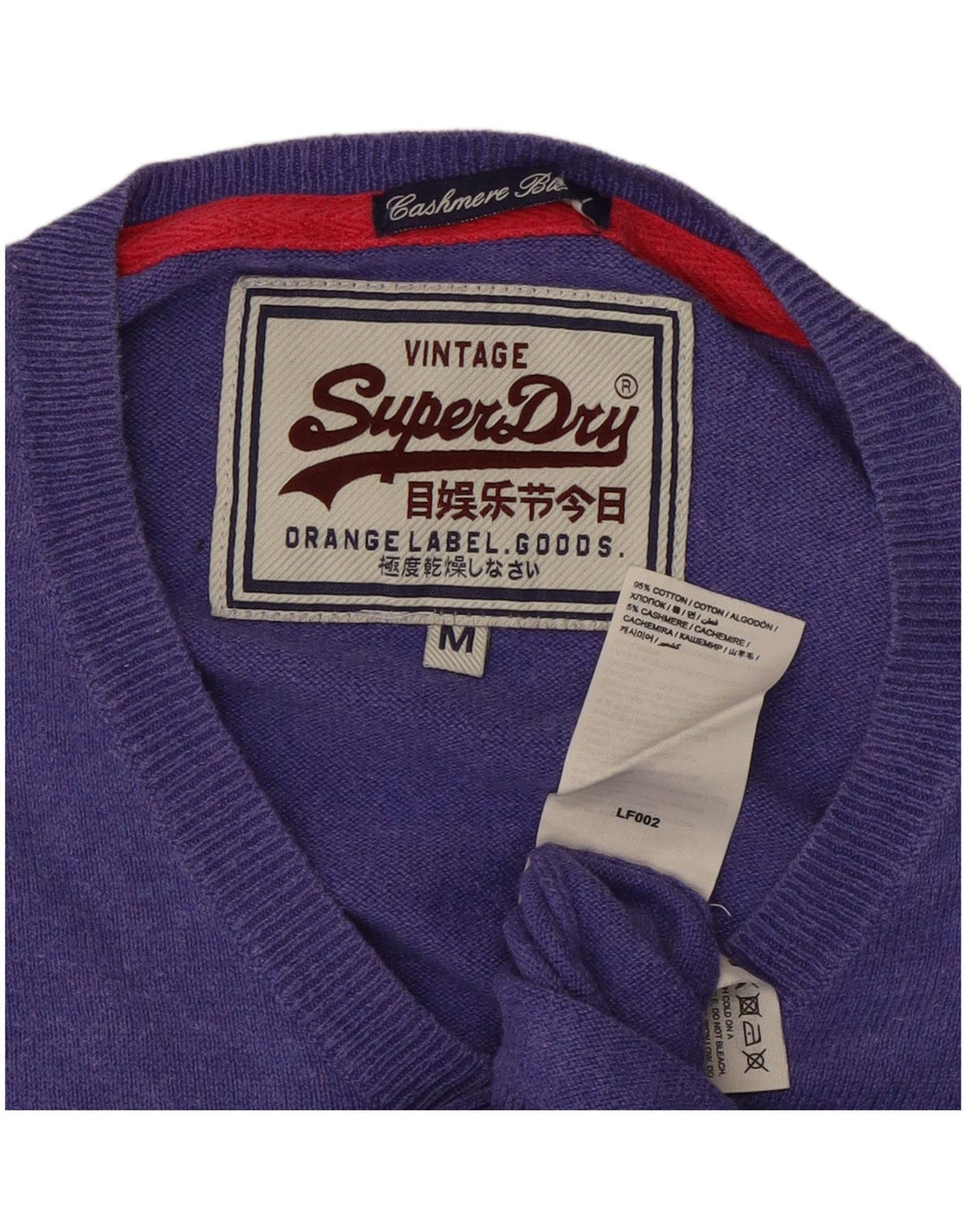 SUPERDRY Pull col en V pour femme UK 14 Violet moyen Coton