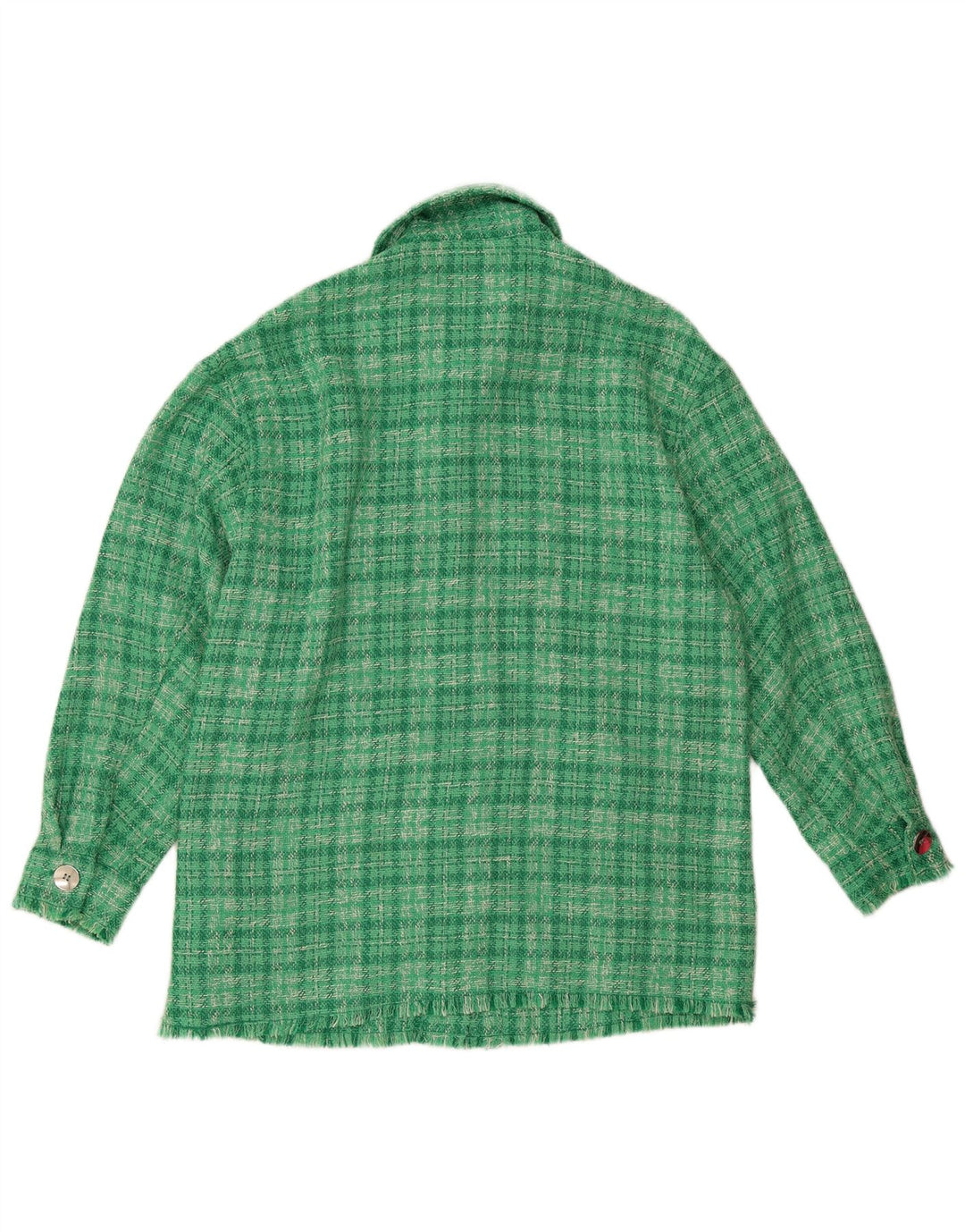 Zara Veste bomber surdimensionnée pour femme UK 6 XS Vert à carreaux en polyester