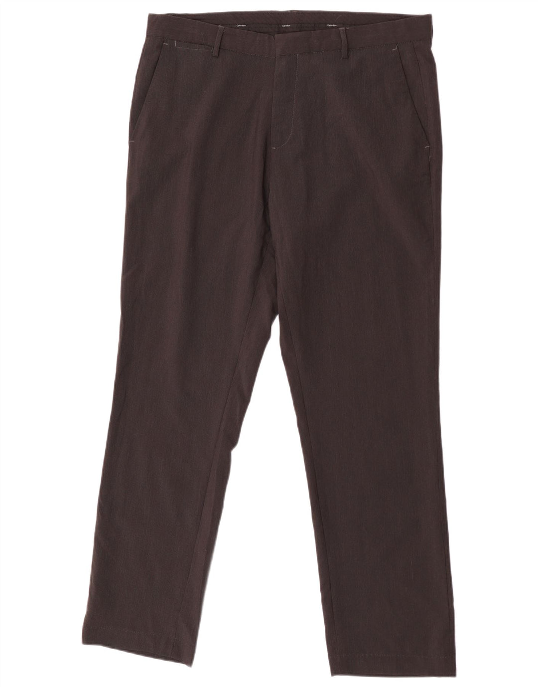 Calvin Klein Pantalon de costume droit pour homme W35 L30 Marron Polyester