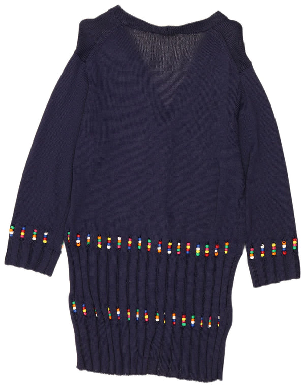 Gai Mattiolo Womens Longline Cardigan Sweater UK 8 Small Navy Blue Viscose