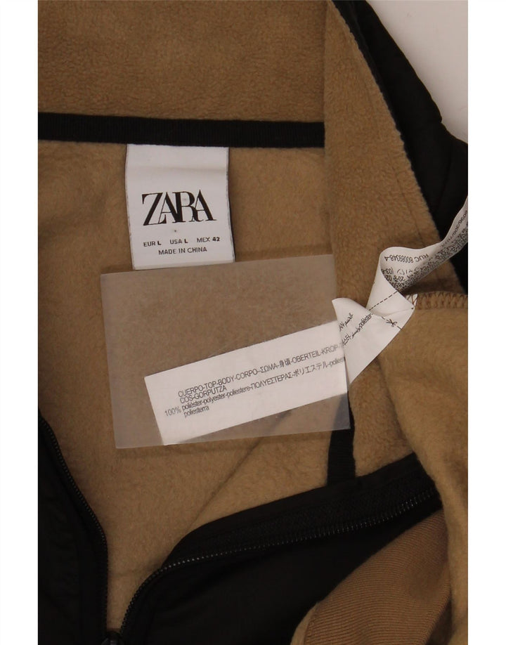 Zara Sweat-shirt à col zippé pour homme Large Beige Colorblock Polyester