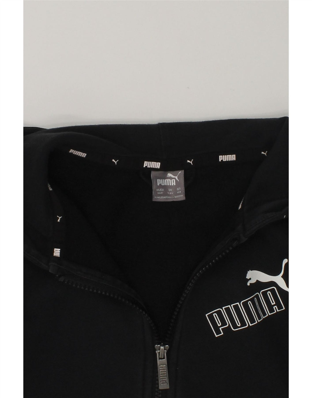 PUMA Boys Graphic Zip Hoodie Sweater 7-8 Years Black | Vintage Puma | Thrift | Second-Hand Puma | Used Clothing | Messina Hembry 
