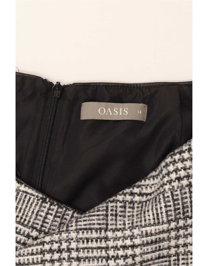 Oasis Mini-jupe femme UK 14 Large W32 Gris Pied-de-poule