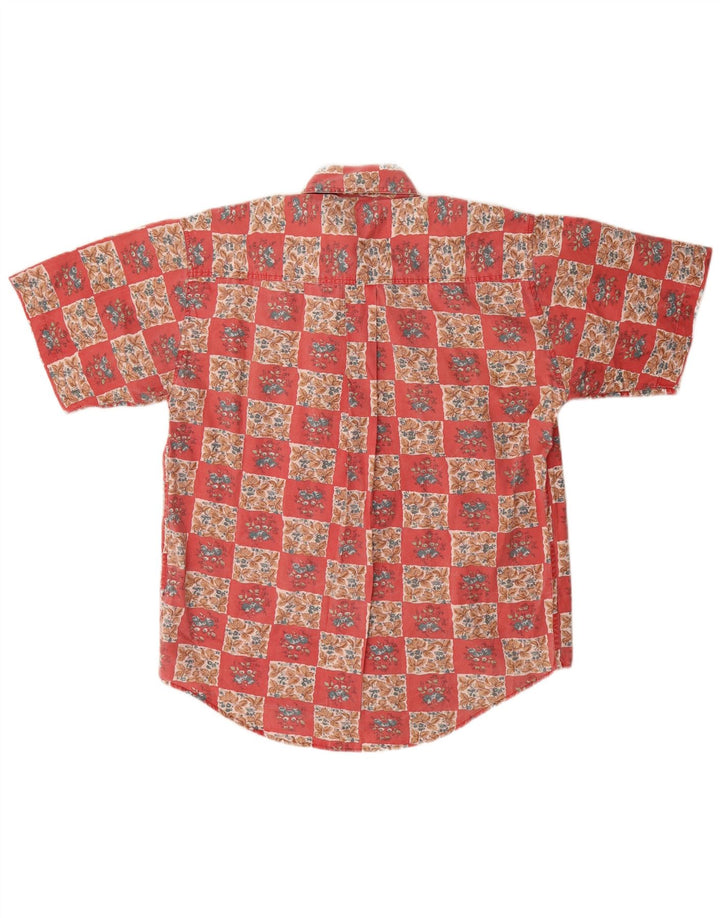 Boston Chemise à manches courtes pour hommes Taille 40 Coton floral rouge moyen