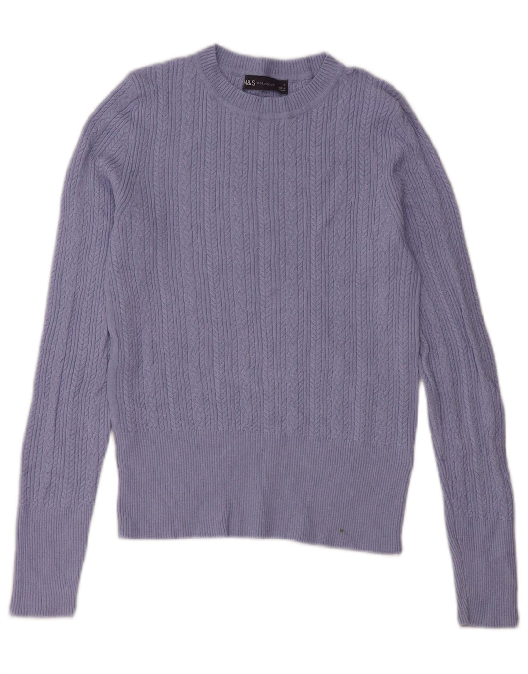 Marks & Spencer Pull ras du cou pour femme UK 8 Small Bleu Viscose