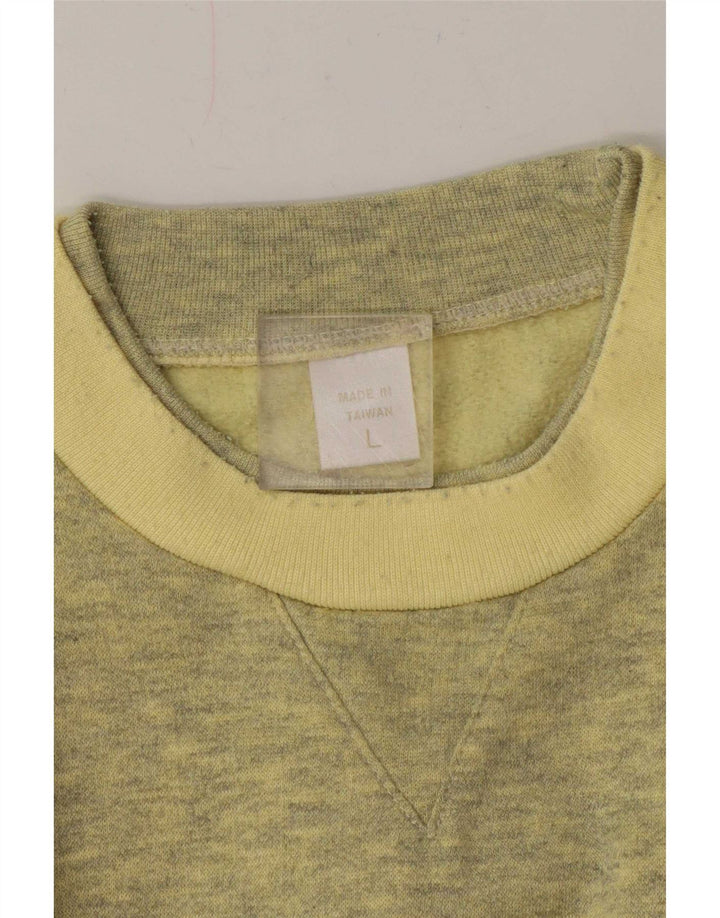 vintage Mens Sweatshirt Jumper Grand Jaune Rayé