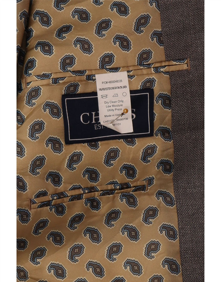 Chaps Veste Blazer 2 Boutons Homme UK 40 Large Gris Polyester