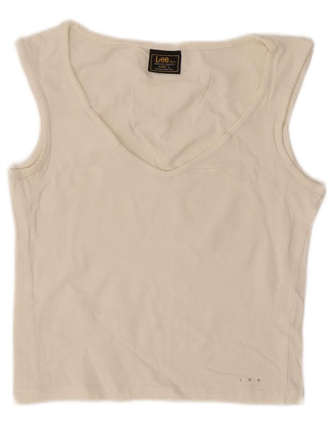 Lee Débardeur court pour femme UK 44 Large en coton blanc cassé
