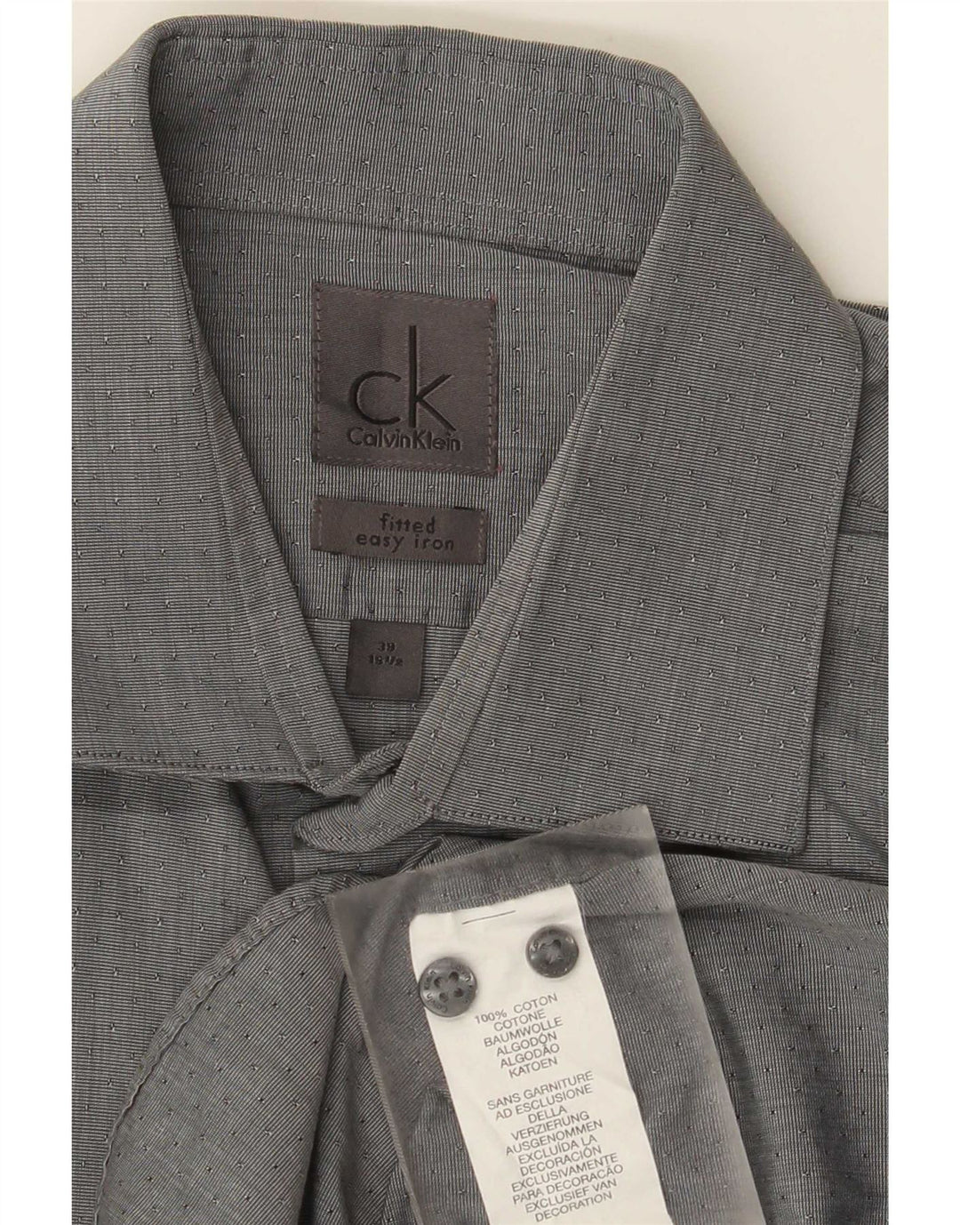 Calvin Klein Chemise ajustée pour homme Taille 39 15 1/2 Coton tacheté gris moyen