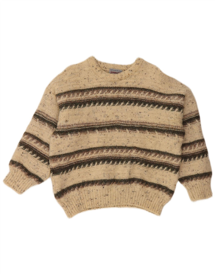 SERGIO TACCHINI Pull à col rond pour femme UK 16 Large Beige Rayé