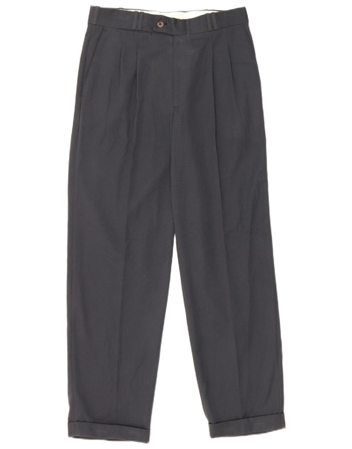 Farah Pantalon de costume à chevilles pour homme W30 L28 Bleu marine Polyester