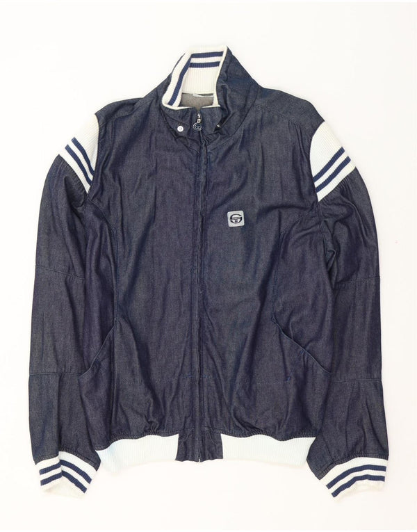 SERGIO TACCHINI Mens Bomber Jacket UK 40 Large Navy Blue Colourblock