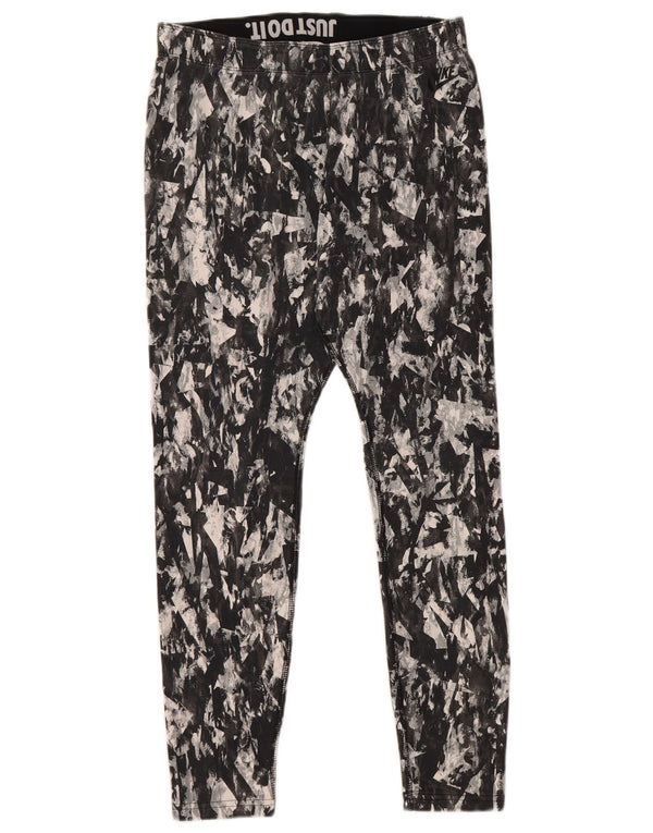 NIKE Womens Leggings UK 16 Large Noir Camouflage Coton